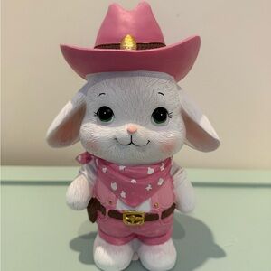 LAST ONE!! Absolutely Adorable Pink Cowboy Bunny Figurine- NWT